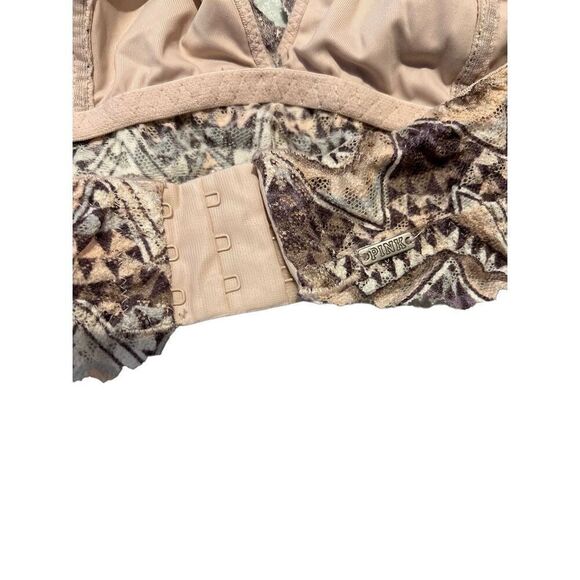 PINK Victoria's Secret Womens Lace Bralette Lightly Lined Brown Tan Size Small - Picture 5 of 8